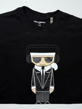 Karl Lagerfeld Men’s‎ Black Headphones Graphic Tee – Size S